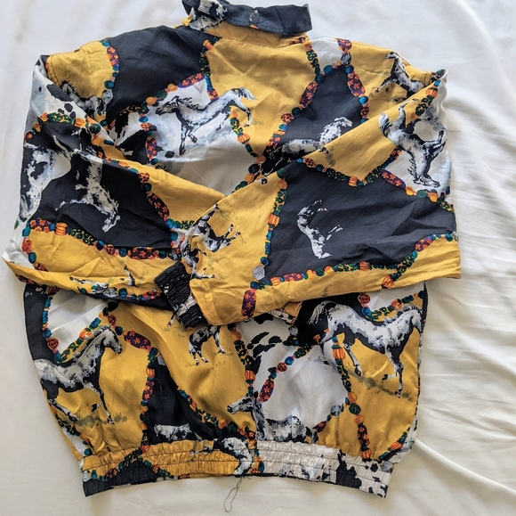 Vintage 90s Silk Horse Pattern Jacket - Picture 3 of 6
